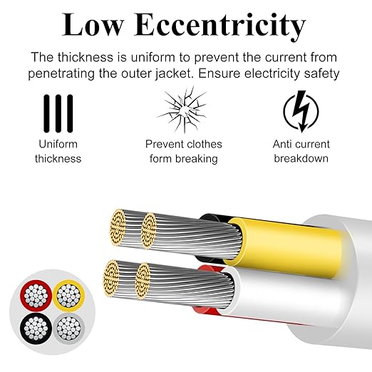 22 Gauge 4 Conductor Electrical Wire, 49.2FT Low Voltage 22/4 Tinned Copper Stranded 4 Wire Cable, 22 AWG White Flexible Extension Power Cord for Sprinkler, Thermostat, Speaker, Irrigation, Automotive