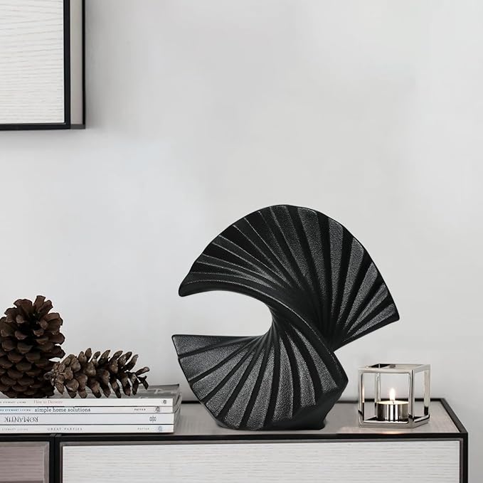 Sector Vase, Set of 2 - Minimalist Nordic, Black Ceramic Sector Vase Vase Decor | Table Centerpiece, Olive Plant, Wedding, Living Room, Bookshelf, Office, Modern Home, Entryway, Console