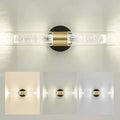 kudos Black and Gold Bathroom Light Fixtures,Modern Led Wall Sconce Light with Crystal Bubble and Clear Glass, 3000K/4500K/6000K Adjustable, KDVL05-BG-2
