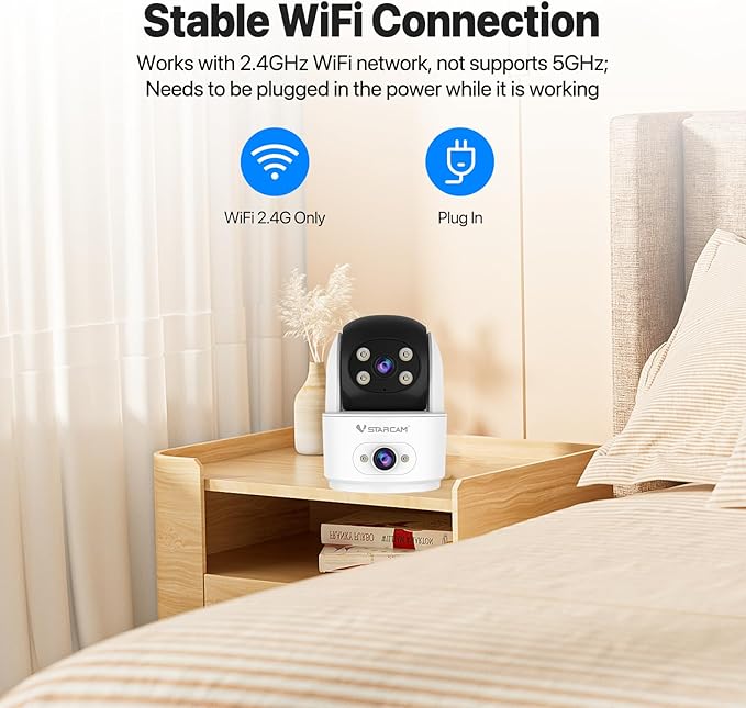 VSTARCAM 2K Dual Camera Indoor Security Cameras, Pet Camera Indoor, Pet/Elderly/Baby Monitor, Color Night Vision, 360° Pan Tilt, Motion Detection, 2-Way Talk, 2.4G WiFi, 24/7 SD Card Storage
