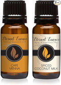 Eternal Essence Oils 2 Pack 10ml Premium Fragrance Oil - Cafe Vienna & Spiced Coconut Milk - for Candle, Soap Making, Aromatherapy, Diffusers, Home Care, & Humidifiers
