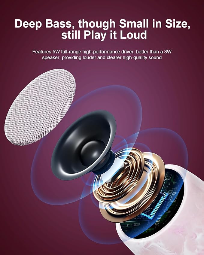comiso Small Speaker, IPX7 Waterproof Bluetooth Speaker with Stereo Sound and Robust Bass, Mini Speakers with Hands-Free Call, Portable Speakers for Shower, Indoor & Outdoor, Gift for Men, Women