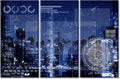 TUMOVO Networking Medias Concept Pictures Home Decor Smart City Paintings Wall Art for Living Room 3 Pieces Wall Decor Posters and Prints Stretched and Framed Ready to Hang (42" Wx28 H)