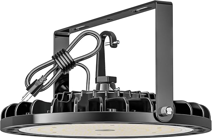 LED High Bay Light 150W, 22500 LM with US Plug 5ft Cable, 5000K Daylight, IP65 Waterproof, UFO LED Shop Lights for Warehouse Workshop Factory Barn Garage Area Lighting Fixture