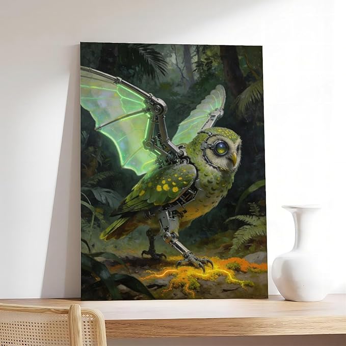 Framed Cyber Fantasy Wall Art for Living Room And Home Office Modern Sci Fi Nature Inspired Decor 08x12inch(20x30cm)