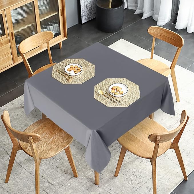 sancua 2 Pack Light Grey Tablecloth 54 x 54 Inch, Stain and Wrinkle Resistant Square Table Cloth - Washable Polyester Table Cover for Dining Tables, Buffet Parties and Camping