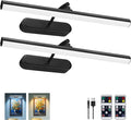 RAIFOOLLY Picture Light, Art Light for Paintings, 5000mAhBattery Operated Wall Light, Remote Accent Light with Timer and Dimmable for Frame, Portrait, Dartboard - Black 2PK