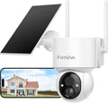2K Solar Security Cameras Wireless Outdoor, 360°PTZ Battery Powered Cameras for Home Security, 2.4G WiFi Outdoor Camera with Color Night Vision, IP66 Waterproof, Motion Sensor Alarm, White