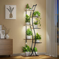 Plant Stand Indoor with Grow Lights - 7 Tiered Tall Metal Plant Shelf - Corner Wooden Plant Stand for Indoor Plants Multiple, Large S-Shape Flower Rack Holder for Living Room, Garden, Patio Decor, 62"