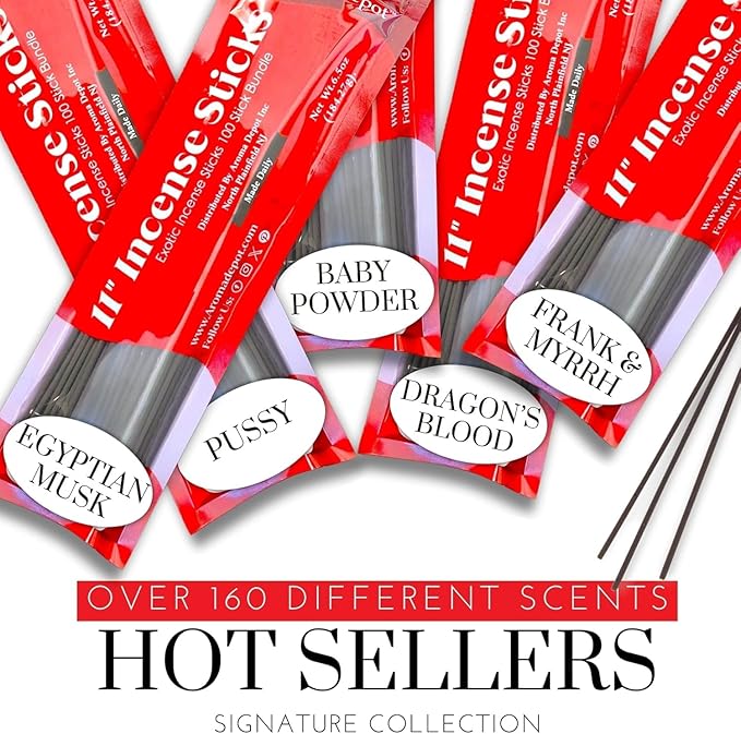 Coffee Type Most Exotic 11'' Incense Sticks. Approx. 85 to 100 Sticks Per Bundle, Each Natural Stick Burns for 45 mins to 1 Hour Each. Long Lasting. Guarantee 100% Pure