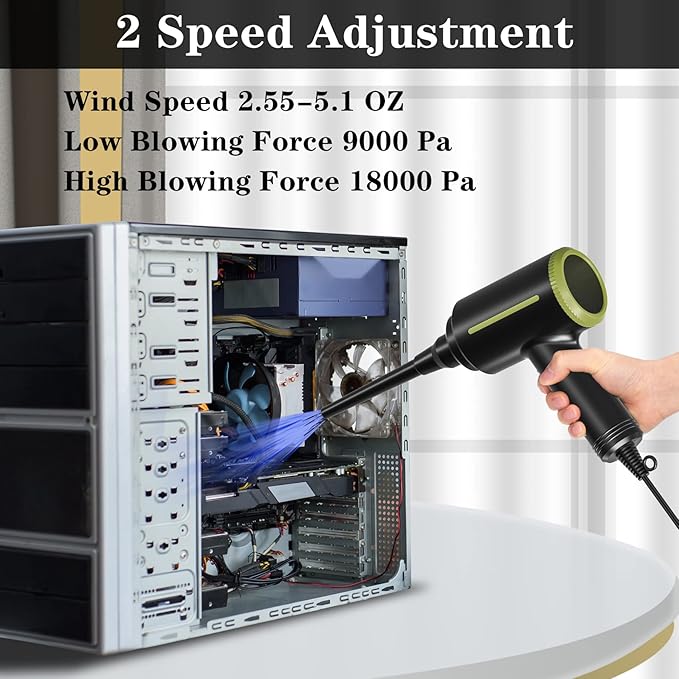 ATEngeus Electric Air Duster - 2 Speed, 40000RPM Air Blower & Pump, Reusable for Computer Keyboard, Dust, Hairs
