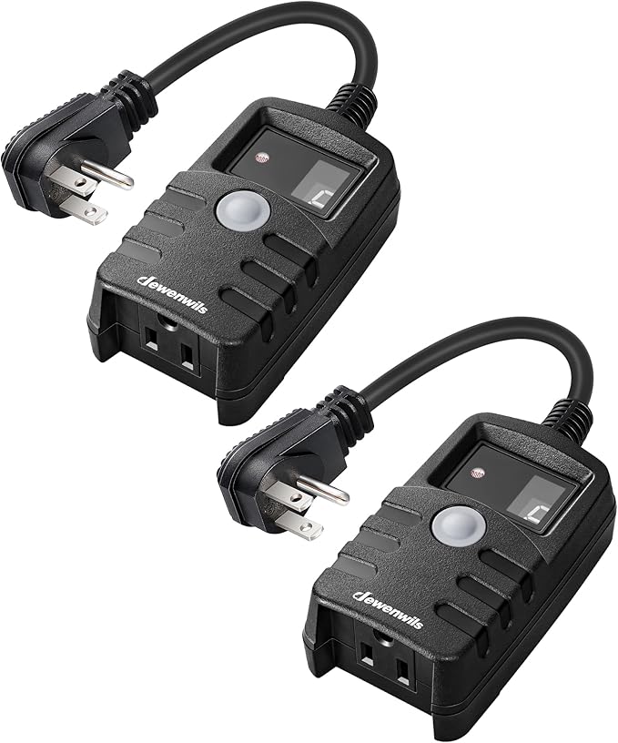 DEWENWILS Light Timer Outdoor Weatherproof, Countdown Photocell Sensor Timer with Electrical Grounded Outlets for String Light, 13 A, 1/2 HP, UL Listed 2 Pack
