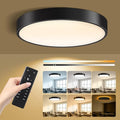 18 Inch Flush Mount Ceiling Light with Remote Control & Night Light, 5CCT Dimmable Ceiling Light Fixture, 43W 4300LM 2700K-6500K Adjustable LED Ceiling Lights for Bedroom Kitchen, Black
