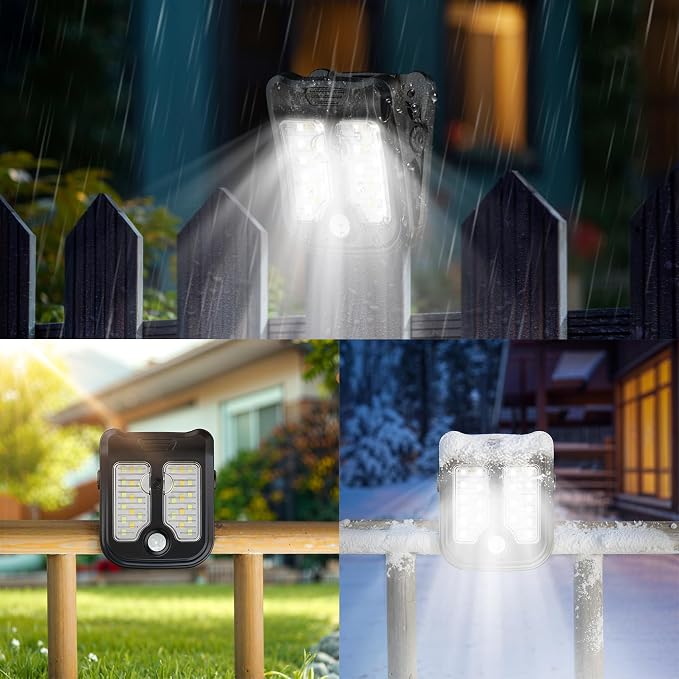 Tryme Small Solar Lights for Chain Link Fence, Outdoor Motion Sensor Clip-on Solar Lights for Garden, Gate, Deck, Step, Patio, Camping, Waterproof, 2 Pack