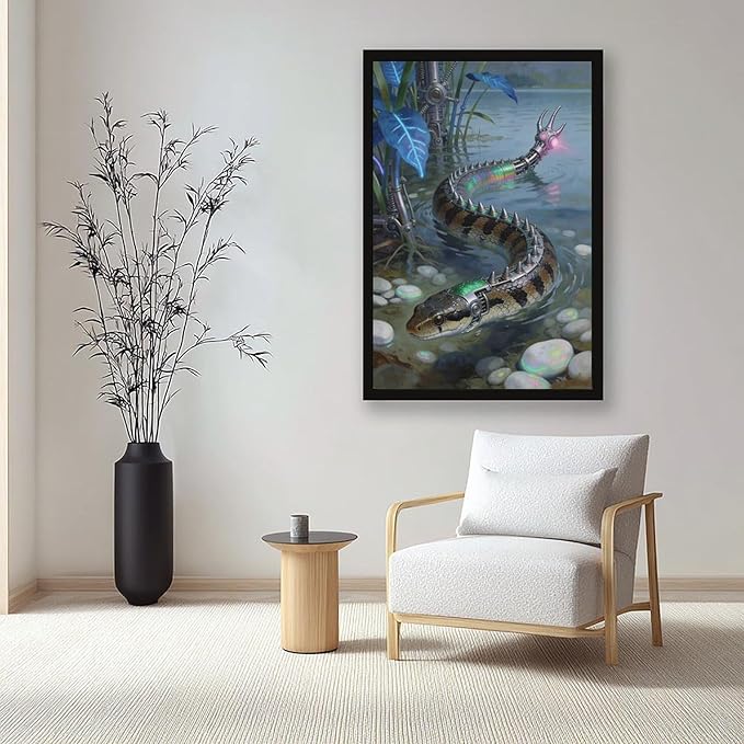 Framed Futuristic Nature Wall Art for Modern Living Room Creative Sci Fi Style Interior Decor 08x12in