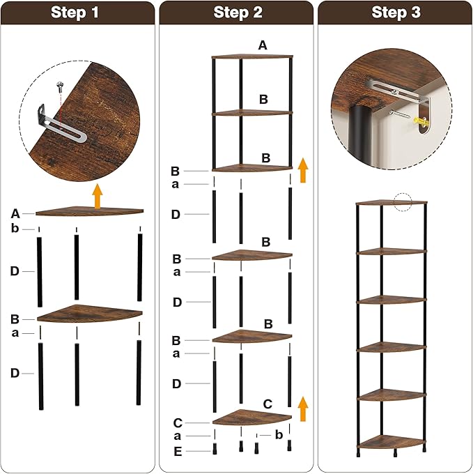Corner Plant Stand Shelf, 6 Tier Tall Shelf for Indoor Plants, Rustic Brown Corner Bookshelf Wall Decor Living Room, 54.4" Display Shelves for Bedroom, Bathroom, Small Space