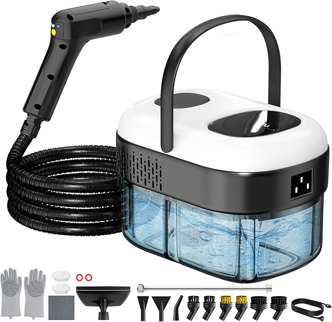 Pressurized Steam Cleaner, 3-Level Adjustable Handheld Steamer Cleaning for Home, 15s Fast Heat-Up & 47.3oz Tank, 2500W Multi-Surface Portable Steamer for Floor/Grout/Car/Kitchen & Bathroom