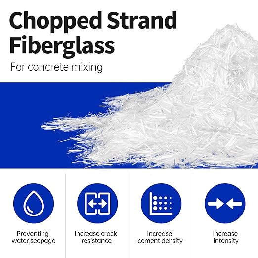 NEZUIBAN 9.8LB Fiberglass for Concrete Cement Mortar Mix, Fiber Reinforcement for Anti-Seepage and Anti-Cracking, Glass Fibers Concrete for Building Walls Garden Floor (3/4", 19 mm)