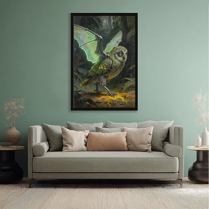 Framed Cyber Fantasy Wall Art for Living Room And Home Office Modern Sci Fi Nature Inspired Decor 12x18in