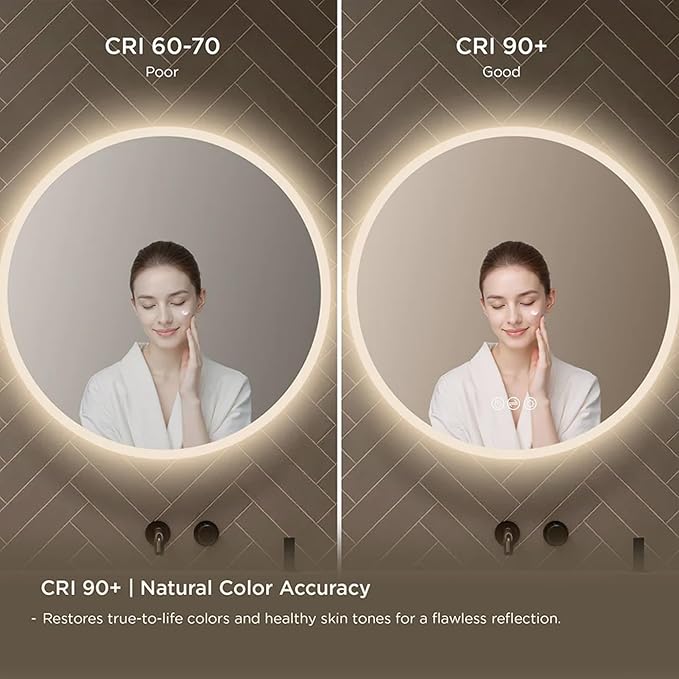 Blossom 32" Round LED Mirror for Bathroom - Wall Mounted Backlit Anti-Fog, Dimmable & 3 Color Temperatures - Smart Lighted Vanity Mirror - Perfect LED Bathroom Mirrors for Over Sink