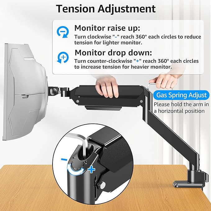 MOUNTUP Heavy Duty Monitor Arm for 49 inches, 44 lbs Curved Screens, Ultrawide Single Monitor Desk Mount, Monitors Stand for Samsung Odyssey G9 and More, VESA Mount with Clamp & Grommet Base