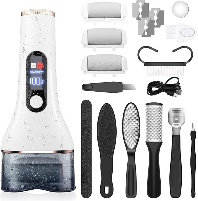 AdamPark Electric Callus Remover for Feet,Rechargeable Portable Electronic Foot File Pedicure Kits,Professional Waterproof Pedi Feet Care Tools Wet&Dry Foot Scrubber File Perfect for Hard Cracked Skin