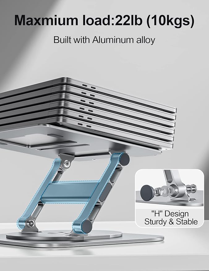 MCHOSE Laptop Stand, 360 Swivel Aluminum Computer Stand Ergonomic Laptop Riser Notebook Holder Compatible with 17 inch MacBook Air Pro, Dell XPS, HP, Lenovo More Laptops,Grey