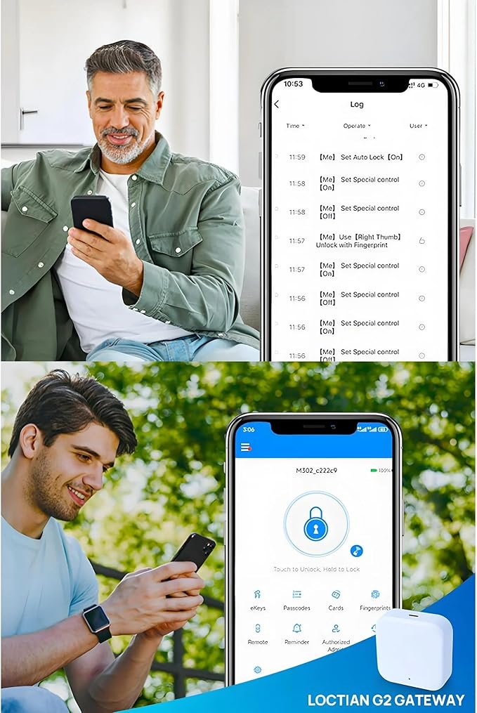 WiFi Smart Keyless Entry Door Lock Set w/Front Door Handle, 0.1s Fingerprint Biometric Unlock, Auto Lock, APP Remote/Passcodes/Cards Control, Keypad Deadbolt, Easy Install for Entry Bedroom