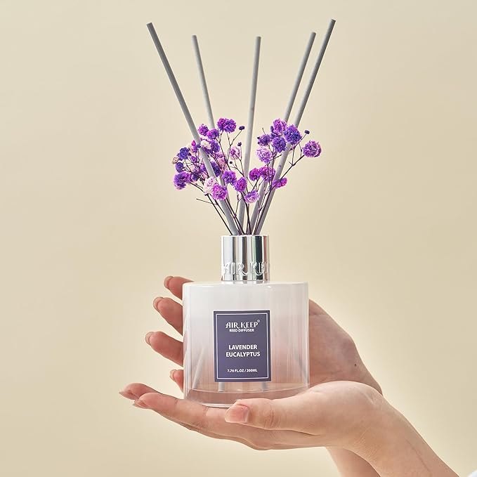 Airkeep Reed Diffuser Set/Lavender Eucalyptus/6.76 fl oz(200ml)/1 Pack/Home & Office Decor Aromatherapy Diffuser Oil Gift Set