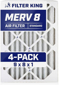 Filter King 9x8x1 Air Filter | 4-PACK | MERV 8 HVAC Pleated A/C Furnace Filters | MADE IN USA | Actual Size: 9 x 8 x .75"