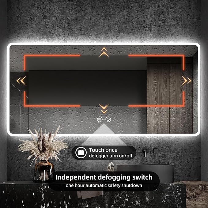 LED Mirror for Bathroom with Lights, Frontlit and Backlit, Dimmable, Anti Fog, Wall Mirror with Motion Sensor LED Light, Shatterproof, Bathroom Vanity Mirror (36" L x 24" W)