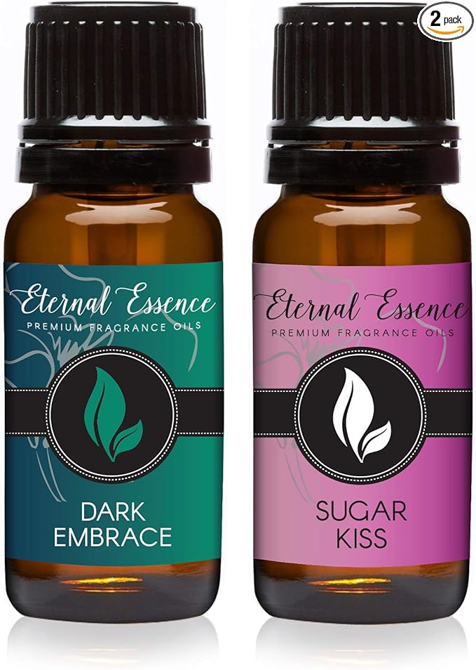 Eternal Essence Oils 2 Pack 10ml Premium Fragrance Oil - Dark Embrace & Sugar Kiss - for Candle, Soap Making, Aromatherapy, Diffusers, Home Care, & Humidifiers