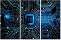 Rebotipy Computer Processors CPU Wall Art for Living Room Blue Circuit Board Modern Home Decor CPU Concept Posters Artwork for Bedroom Office Wall Art Painting Pictures Ready to Hang,(42" Wx28 H)