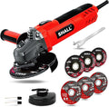 7.5Amp 4-1/2 Inch 12000 RPM Angle Grinder with 2 Guards, 3 Cutting Wheels, 3 Discs, Non-Slip Handle and Carbon Brush for Metal and Wood