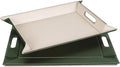 PLACEsMAT 2-in-1 Faux Leather Placemat & Serving Tray | Reversible Design, Lays Flat & Easy to Clean | Ottoman Food Tray, Perfect Housewarming Gift, 18” x 14” (Olive Green & Ivory, Single)