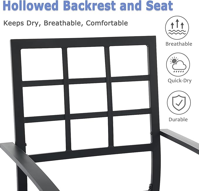 Outdoor Dining Chairs Set of 2, Metal Frame Stackable Patio Dining Chairs with Armrest, Wrought Iron Patio Bistro Chairs for Lawn, Backyard, Garden, Porch