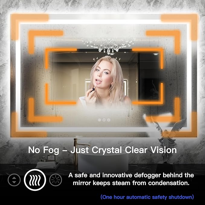 ISKM 38'' x 38'' LED Mirror for Bathroom Lighted Vanity Mirror for Wall Front Lights + Backlit LED Bathroom Mirror Anti-Fog Tempered Glass ETL Listed