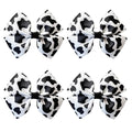 Cow Print Hair Bow Clips for Girls,Cute Moo Cow Hair Barrettes Hand-made Grosgrain Ribbon Hair Bows Pink Cow Bow Alligator Clips Hair Accessories for Toddlers Baby Little Girls Kids Teens (4Pcs Black)
