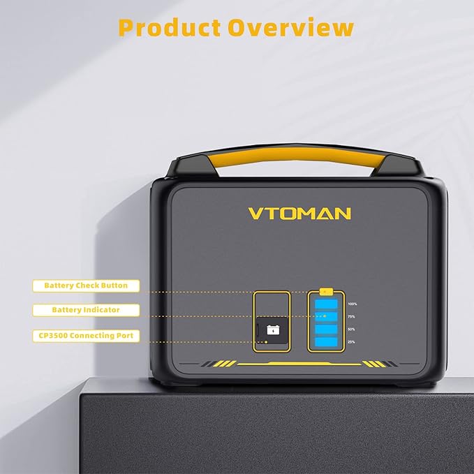 VTOMAN 939Wh Portable Power Station Bundle with Extra Battery & 110W Solar Panel Included - Up to 1200W Solar Power Generator for Home Backup, Off-grid, Road Trip, RV, Camping, Fishing, Emergencies