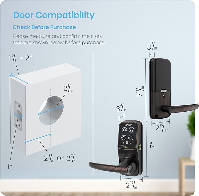 Lockly Secure Pro Smart Lock Wi-Fi, Keyless Entry Digital Keypad Door Lock, 3D Biometric Fingerprint Sensor Front Door with Handle, Voice Control & Auto Lock - Latch Edition
