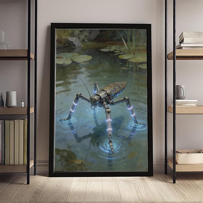 Framed Modern Sci Fi Wall Art for Living Room And Studio Futuristic Minimalist Decor 08x12in