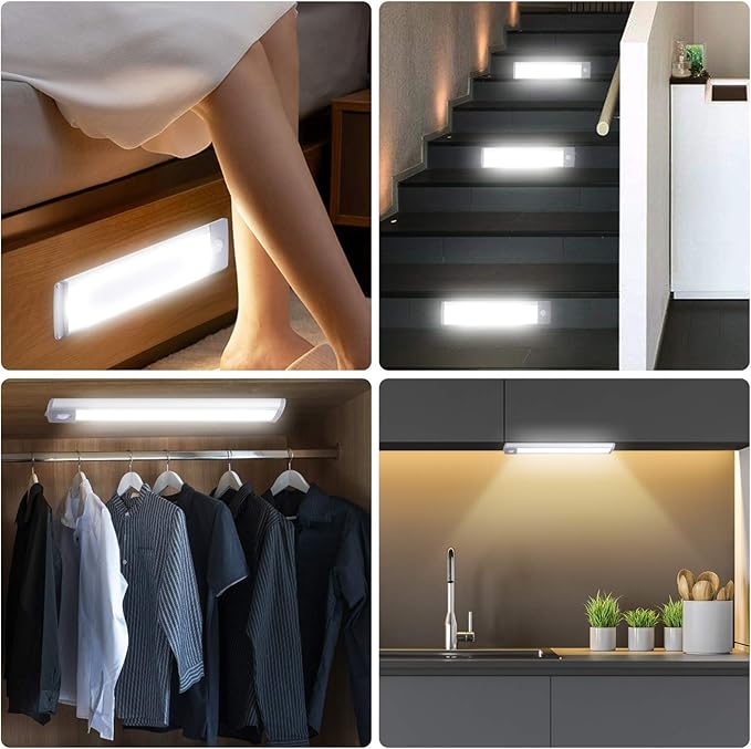 LEPOTEC 30 LED Under Counter Closet Lighting, LED Motion Sensor Cabinet Light, Battery Operated Pantry Light for Mom, 1800mah Rechargeable Wireless Motion Sensor Closet Light (2 Pack)