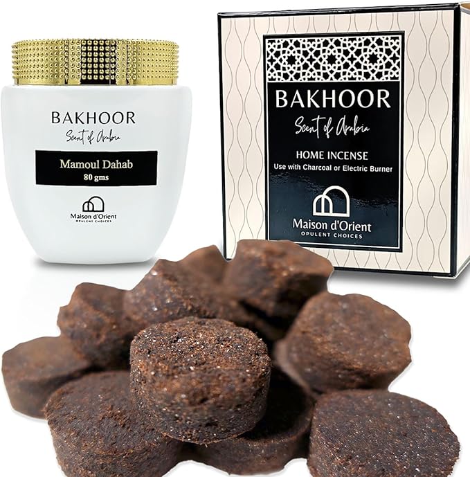Mamoul Rewaya 80g Nag Champa Incense Bricks (Disk Form) | Use with Charcoal Discs or Electric Bukhoor Burner (Insienso) | Middle Eastern Perfume for Home - Oud Air Freshener Ramadan Gift Basket Ideas