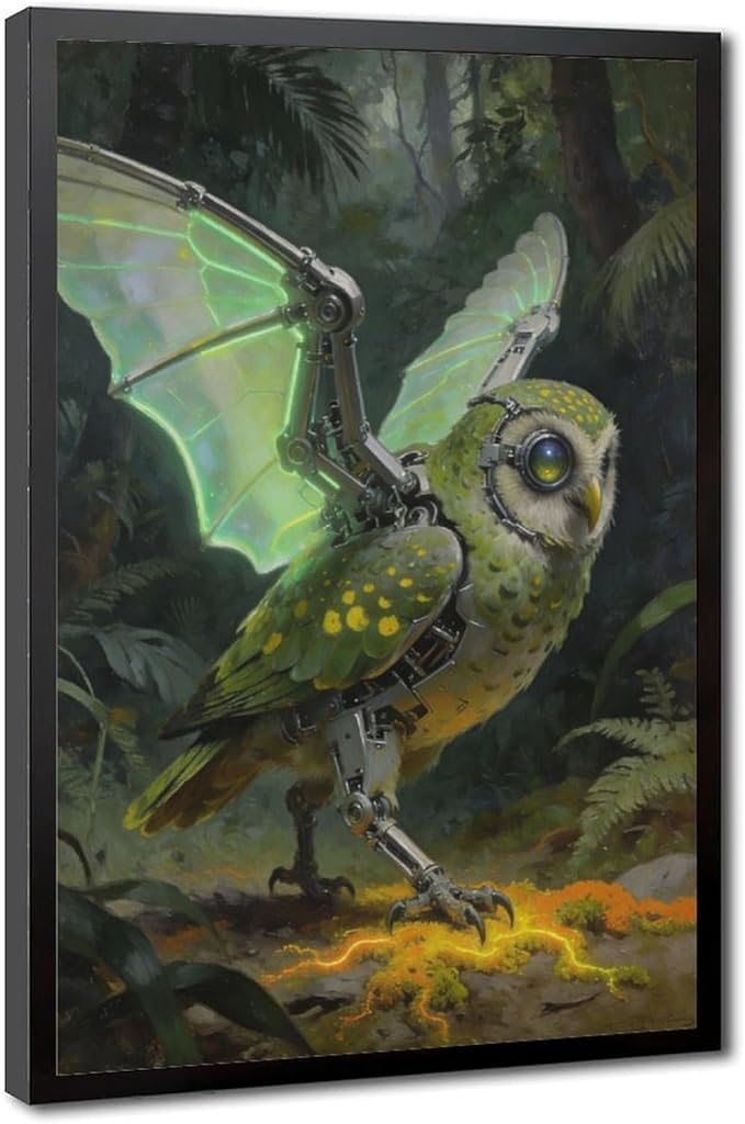 Framed Cyber Fantasy Wall Art for Living Room And Home Office Modern Sci Fi Nature Inspired Decor 12x18in