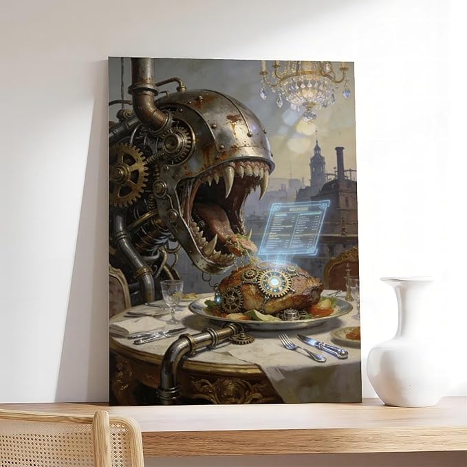 Framed Steampunk Fantasy Wall Art for Living Room And Dining Room Vintage Industrial Decor 08x12inch(20x30cm)