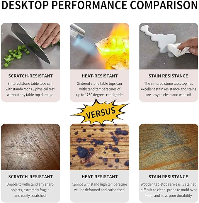 79 ”Modern Dining Table, Seats 6-8, Gray Rectangular Expandable Sintered Stone Dining Table with V-Shaped Carbon Steel Base,for Dining Room (Table)