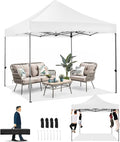 COBIZI 10x10 Pop up Canopy Heavy Duty Without Sidewalls, Easy Set-up Commercial Outdoor Party, 100% Waterproof Wedding Canopy Gazebo, 3 Height Adjustable with Handle Bag,White