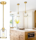 Beionxii Brushed Gold Pendant Lights Kitchen Island, Modern Kitchen Pendant Lighting Over Island, Hanging Lights with Clear Glass for Sink, Dining Room, Entryway, BX-PL02BG-CG (Only 1-Pack)