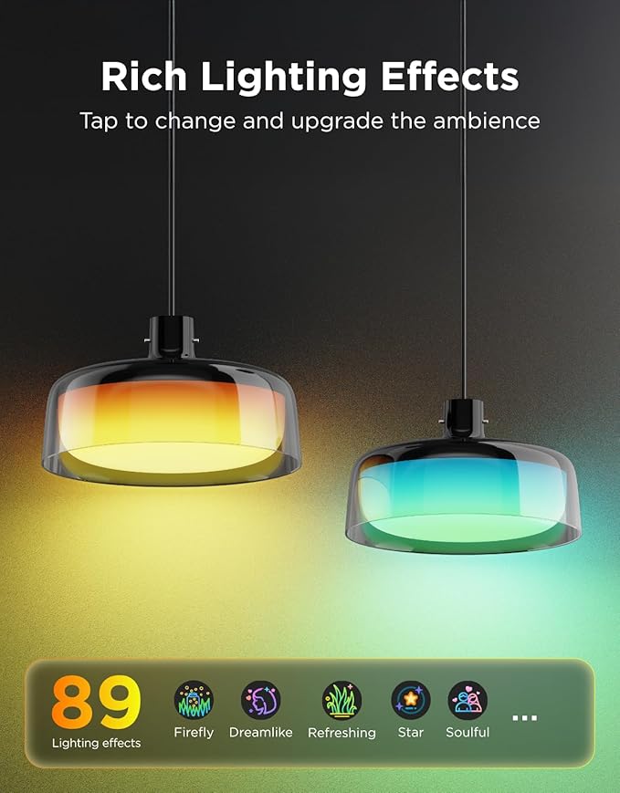 Govee Pendant Light for Kitchen Island, Three-Layer RGBIC Smart Lighting, Matter Compatible, 1300LM 2700K-6500K Dimmable Black Hanging Light Fixture Works with Alexa, Adjustable Height for Dining Room