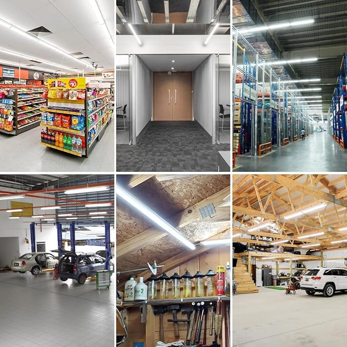 (25 Pack) 4FT LED Shop Light, 45W 5850LM 6000K Cool White, D-Shape, Linkable T8 LED Tube Lights 4FT, 4 Foot Shop Lights for Workshop, Garage, Warehouse, Basement, ETL Listed